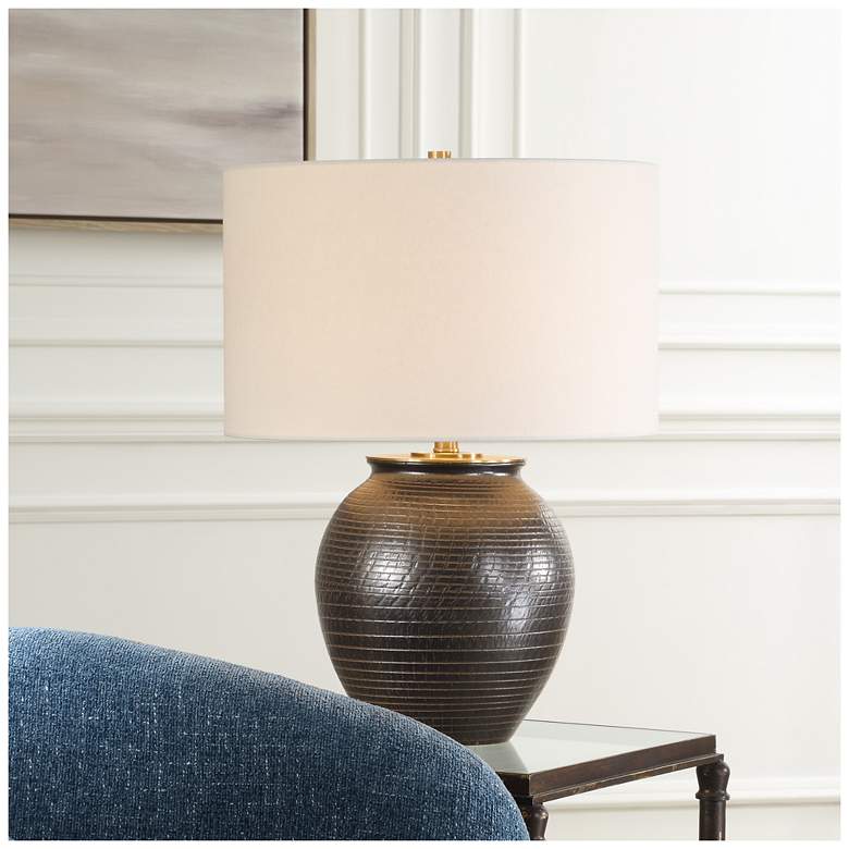 Image 1 Uttermost Hawkins 25 1/4" Bronze Ceramic Table Lamp