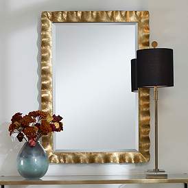 Image1 of Uttermost Haya Antiqued Gold Leaf 28 1/4" x 40" Wall Mirror