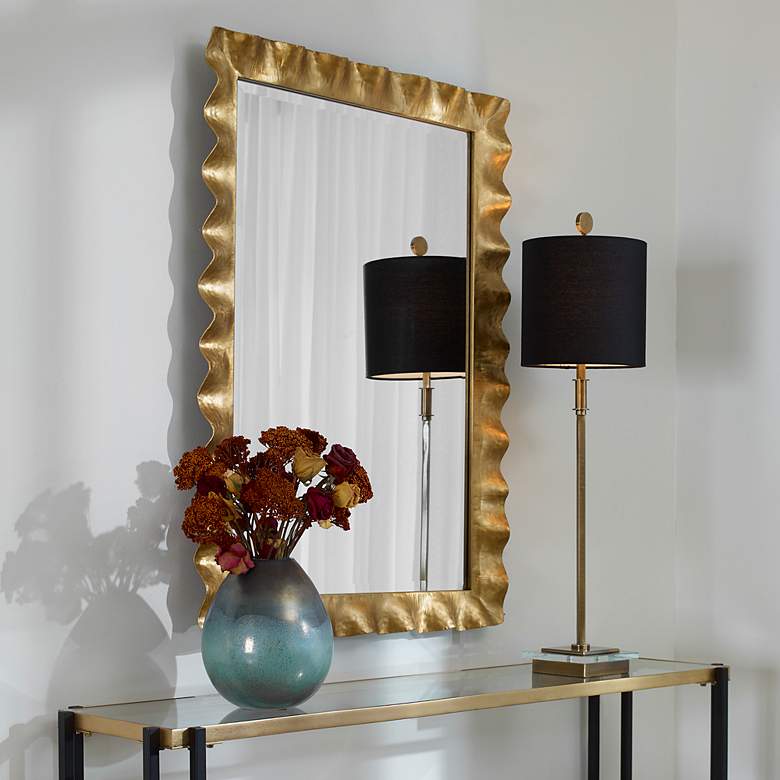 Image 3 Uttermost Haya Antiqued Gold Leaf 28 1/4" x 40" Wall Mirror more views