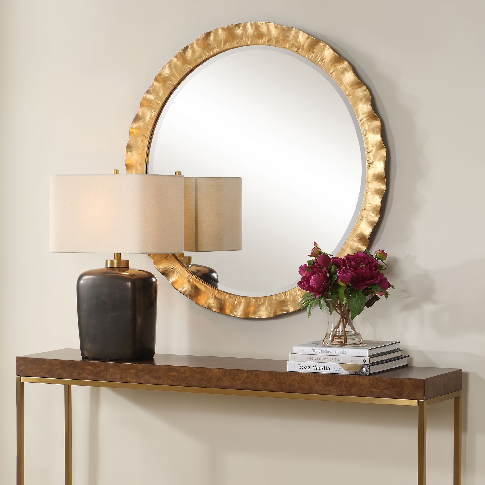 Image 3 Uttermost Haya Gold 39 3/4" Round Wall Mirror more views
