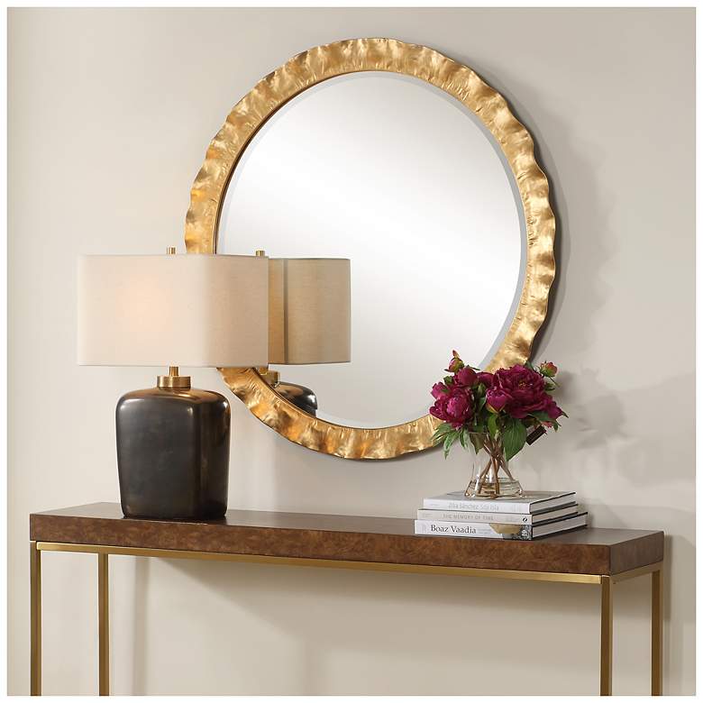 Image 3 Uttermost Haya Gold 39 3/4" Round Wall Mirror more views