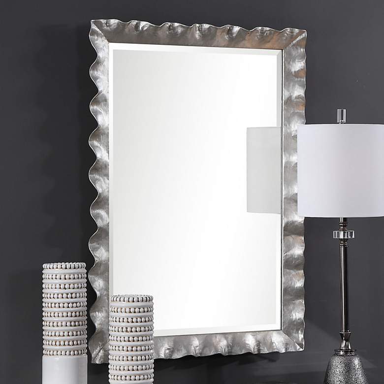 Image 2 Uttermost Haya Silver Leaf 28 1/4 inch x 40 inch Wall Mirror