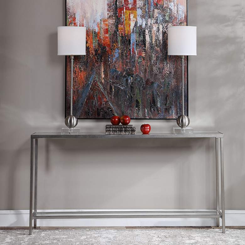 Image 4 Uttermost Hayley 60" Wide Clear Glass and Silver Console Table more views