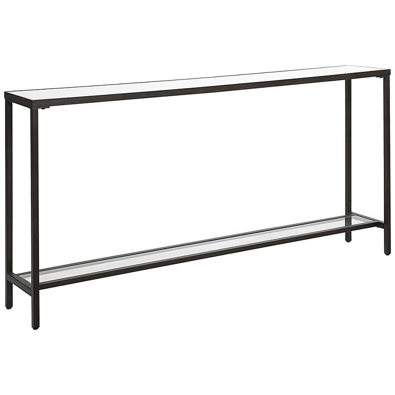 Image 4 Uttermost Hayley 60 inch Wide Clear Mirrored Glass and Black Console Table more views