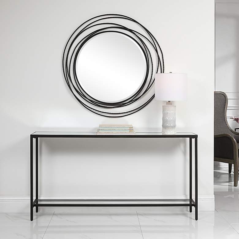 Image 4 Uttermost Hayley 60 inch Wide Clear Mirrored Glass and Black Console Table more views