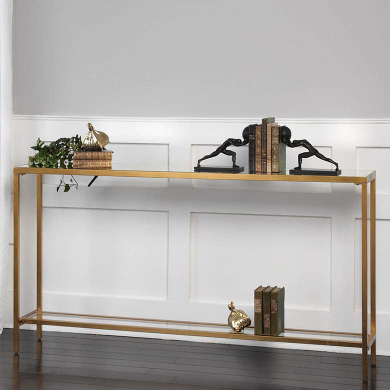 Image 1 Uttermost Hayley 60" Wide Glass and Gold Console Table
