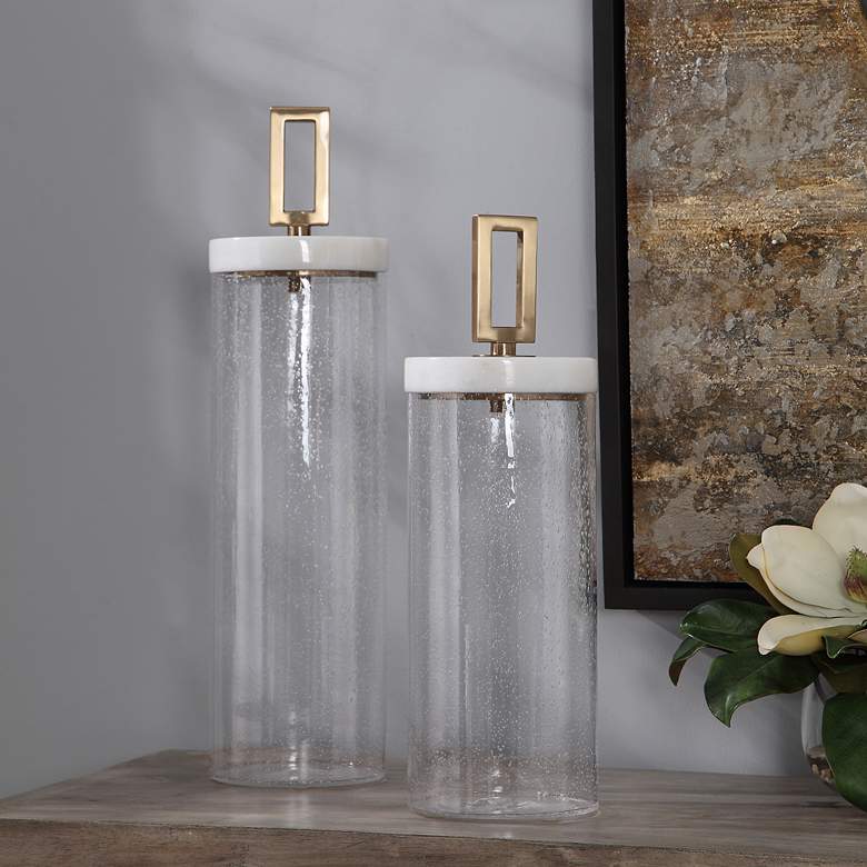 Image 1 Uttermost Hayworth Clear Seeded Glass Containers Set of 2