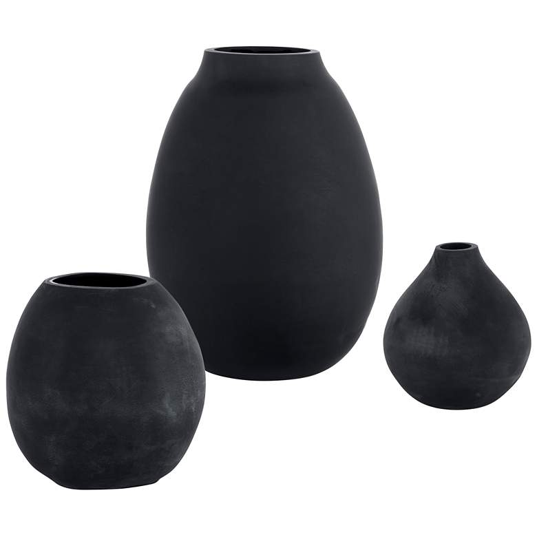 Image 1 Uttermost Hearth 12 inch High Matte Black Glass Vases Set of 3