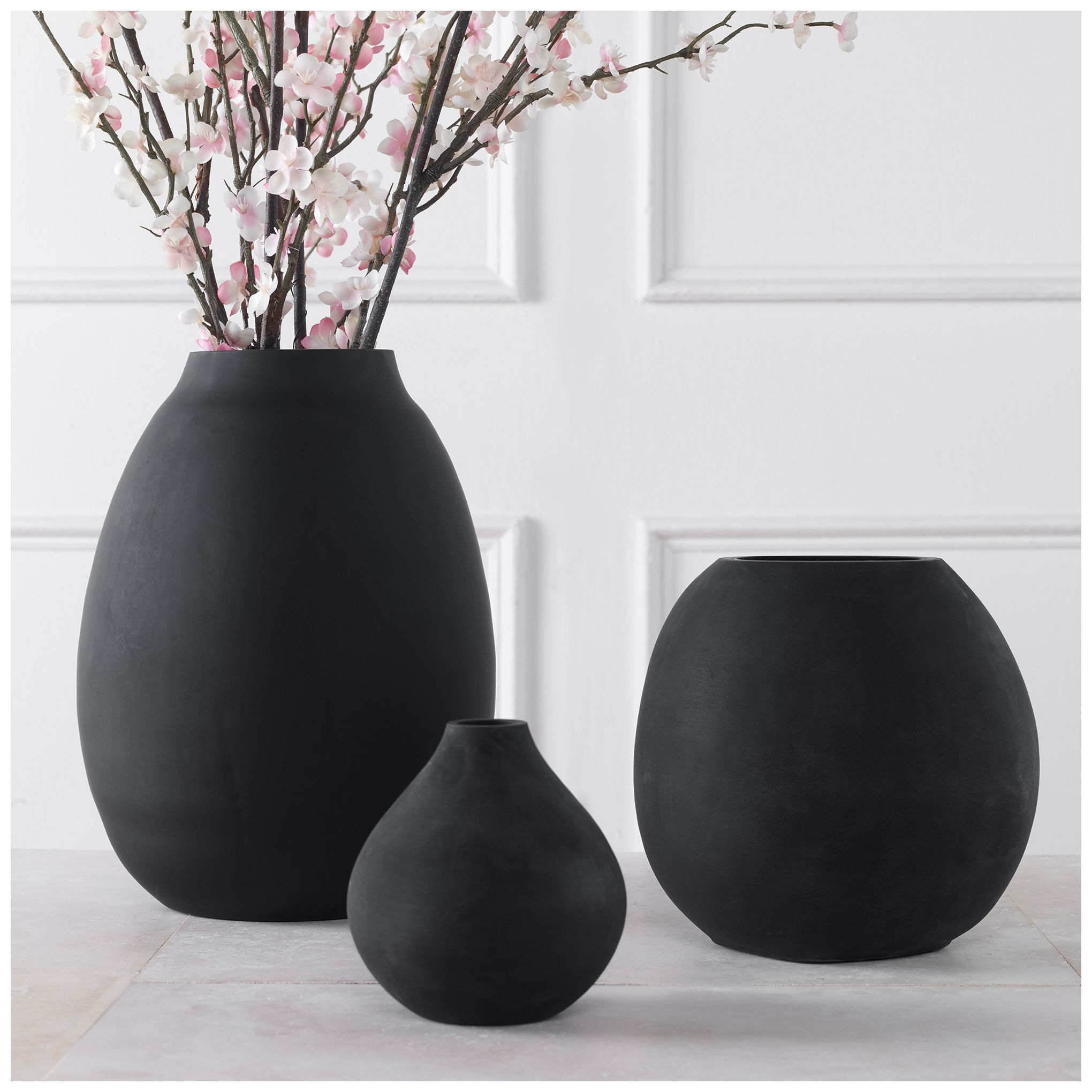 Image 3 Uttermost Hearth 12" High Matte Black Glass Vases Set of 3 more views