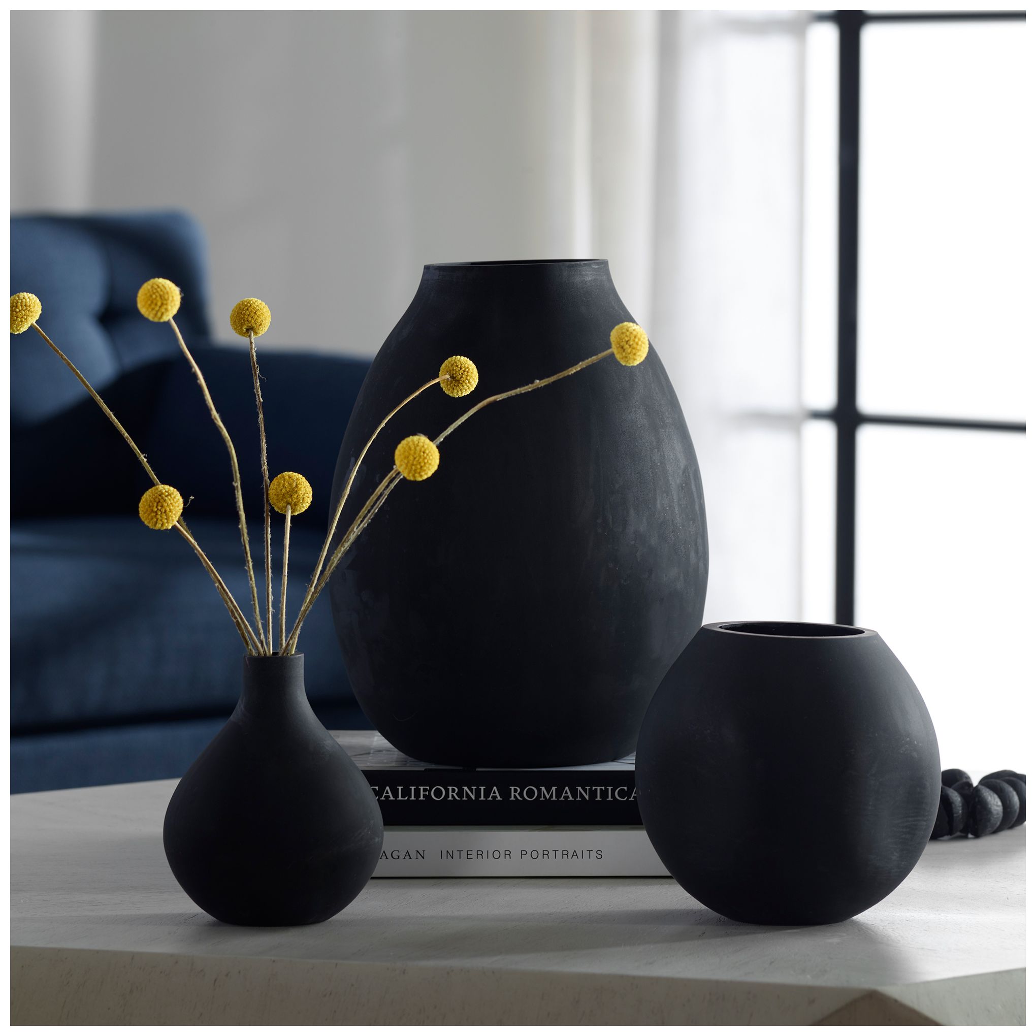 Image 4 Uttermost Hearth 12" High Matte Black Glass Vases Set of 3 more views