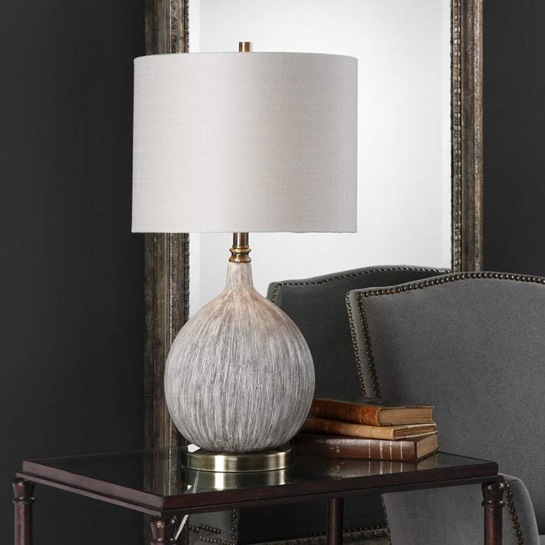 Image 3 Uttermost Hedera 26 1/2 inch Old Ivory and Aged Black Ceramic Table Lamp more views