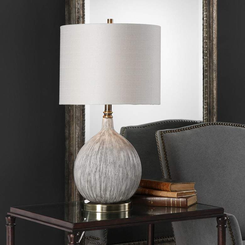 Image 3 Uttermost Hedera 26 1/2" Old Ivory and Aged Black Ceramic Table Lamp more views