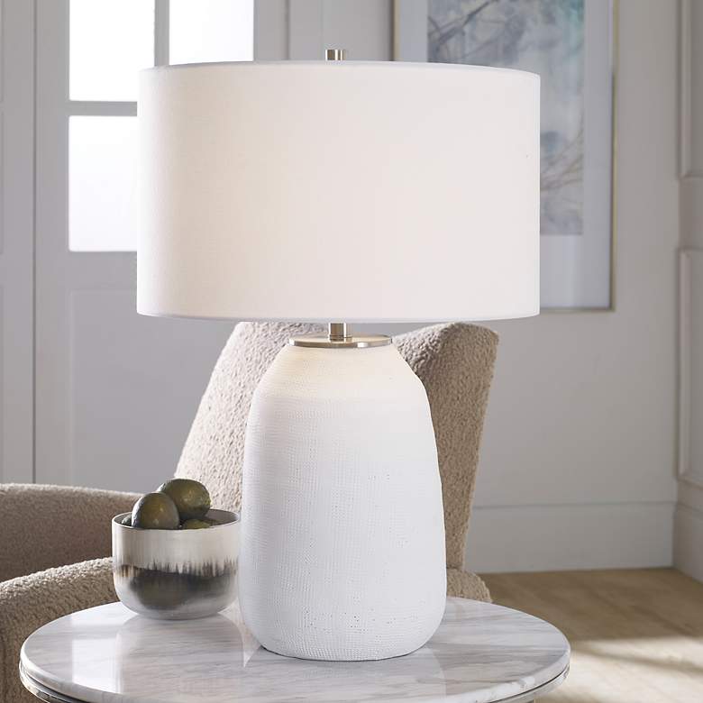 Image 1 Uttermost Heir 25 1/2" Chalk White Matte Ceramic Vase Table Lamp