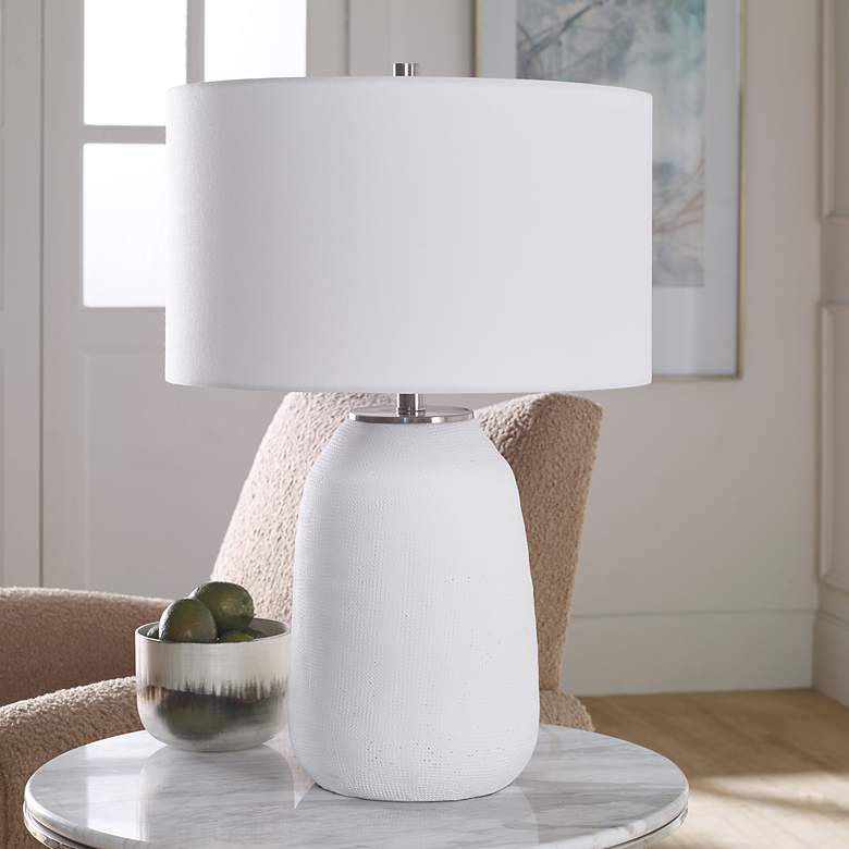 Image 3 Uttermost Heir 25 1/2" Chalk White Matte Ceramic Vase Table Lamp more views