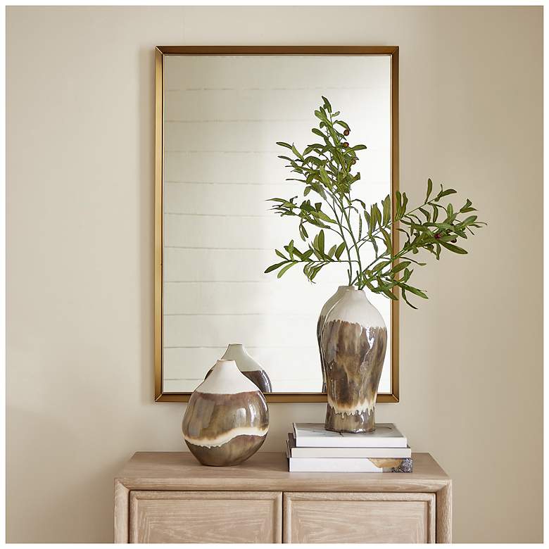 Image 1 Uttermost Heisler 25 1/2" Wide x 37 1/2" High Brass Wall Mirror
