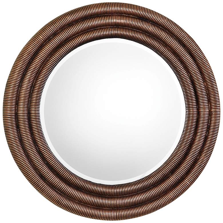 Image 1 Uttermost Helical Copper Leaf Coil 36 inch Round Wall Mirror