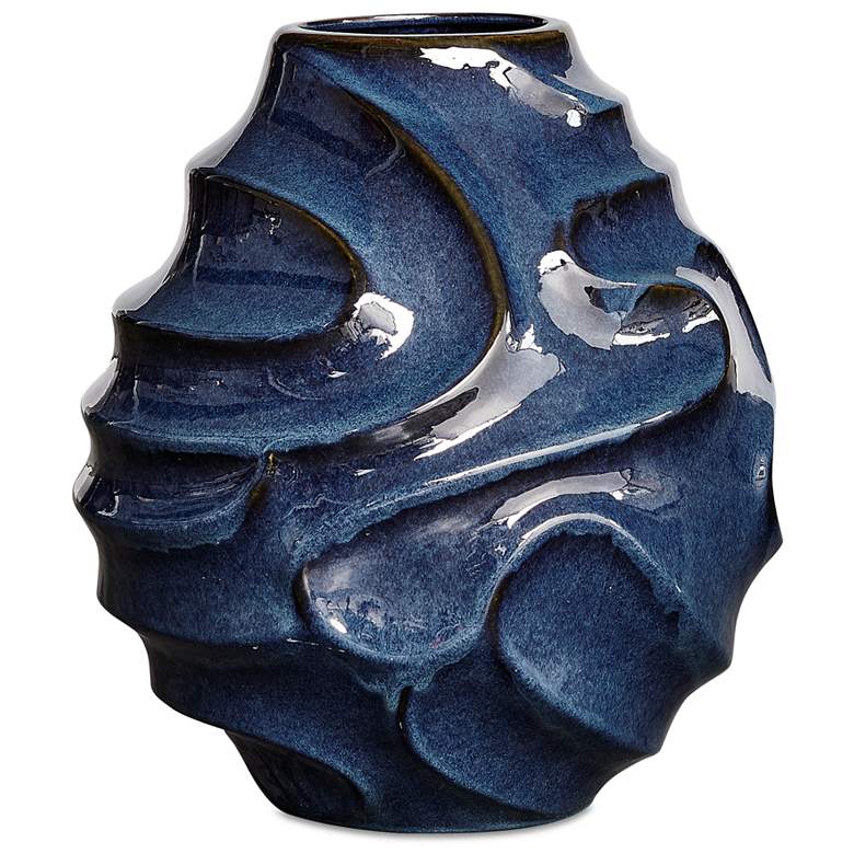 Image 1 Uttermost Helix Swirl Deep Blue Indoor-Outdoor Earthenware Vase