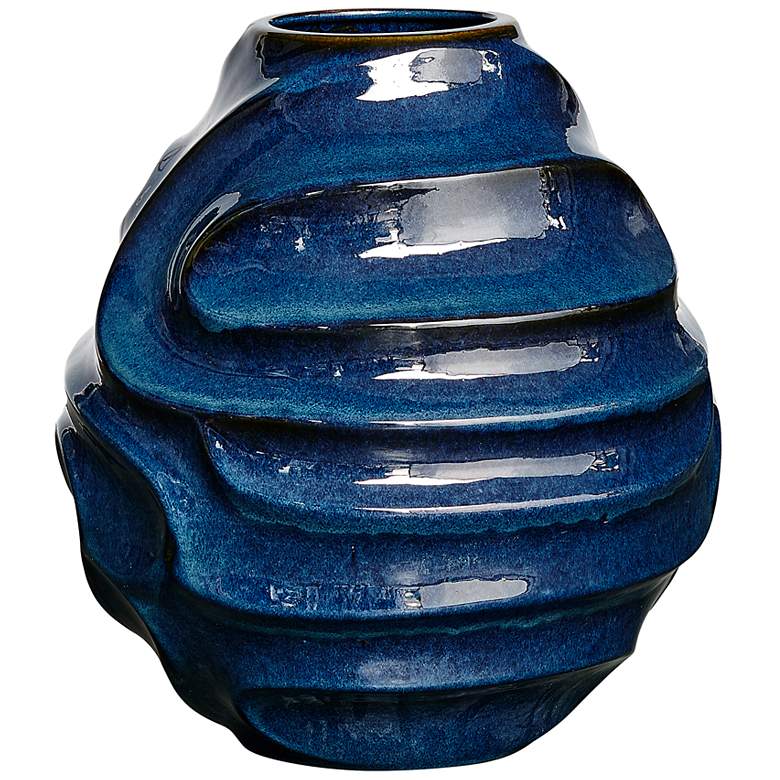 Image 4 Uttermost Helix Swirl Deep Blue Indoor-Outdoor Earthenware Vase more views