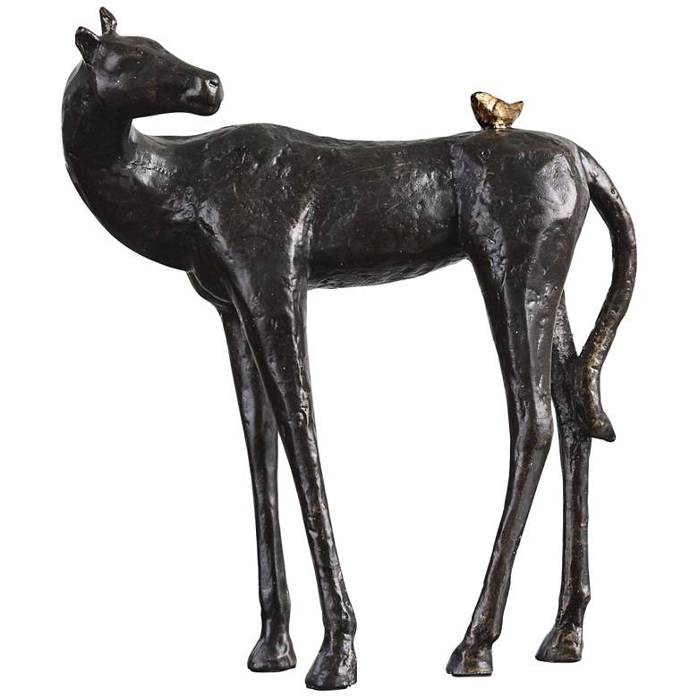 Image 2 Uttermost Hello Friend 10 inchH Dark Brown Iron Horse Figurine