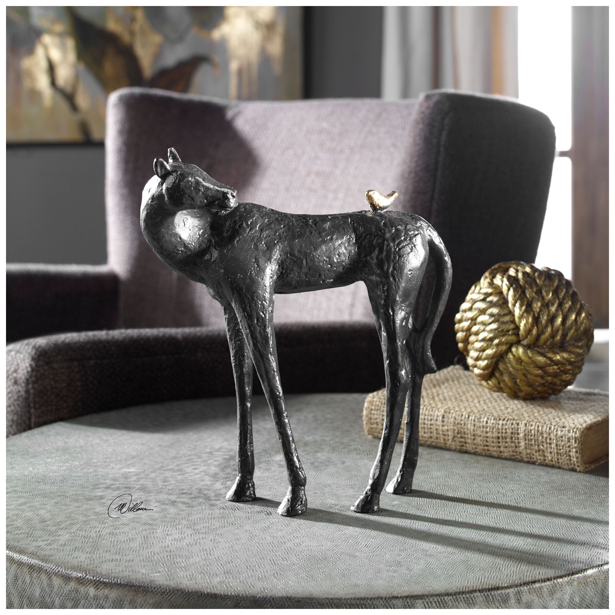 Image 3 Uttermost Hello Friend 10"H Dark Brown Iron Horse Figurine more views