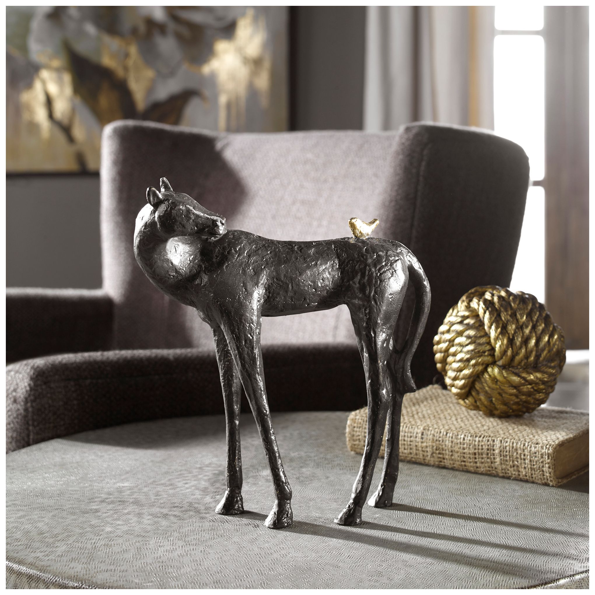 Image 6 Uttermost Hello Friend 10"H Dark Brown Iron Horse Figurine more views