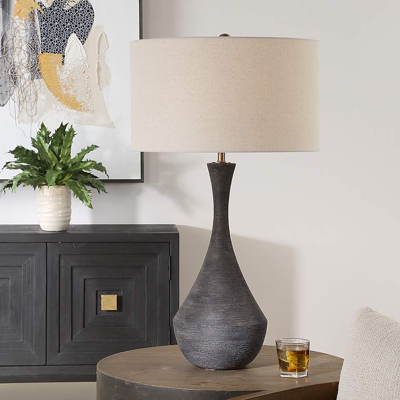 Image 1 Uttermost Helston 34" High Dark Charcoal Ceramic Table Lamp