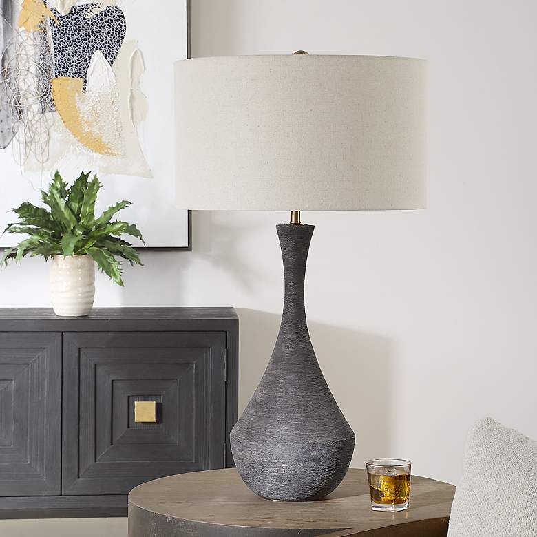 Image 3 Uttermost Helston 34" High Dark Charcoal Ceramic Table Lamp more views