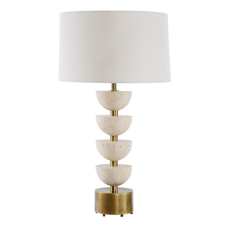 Image 4 Uttermost Hemisphere 30 1/2" High Modern Stacked Travertine Table Lamp more views