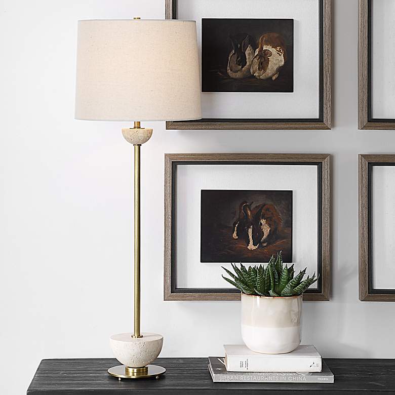 Image 1 Uttermost Hemisphere 36 1/2" High Brass Finish Tall Modern Buffet Lamp