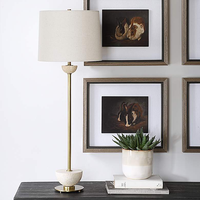 Image 3 Uttermost Hemisphere 36 1/2" High Brass Finish Tall Modern Buffet Lamp more views