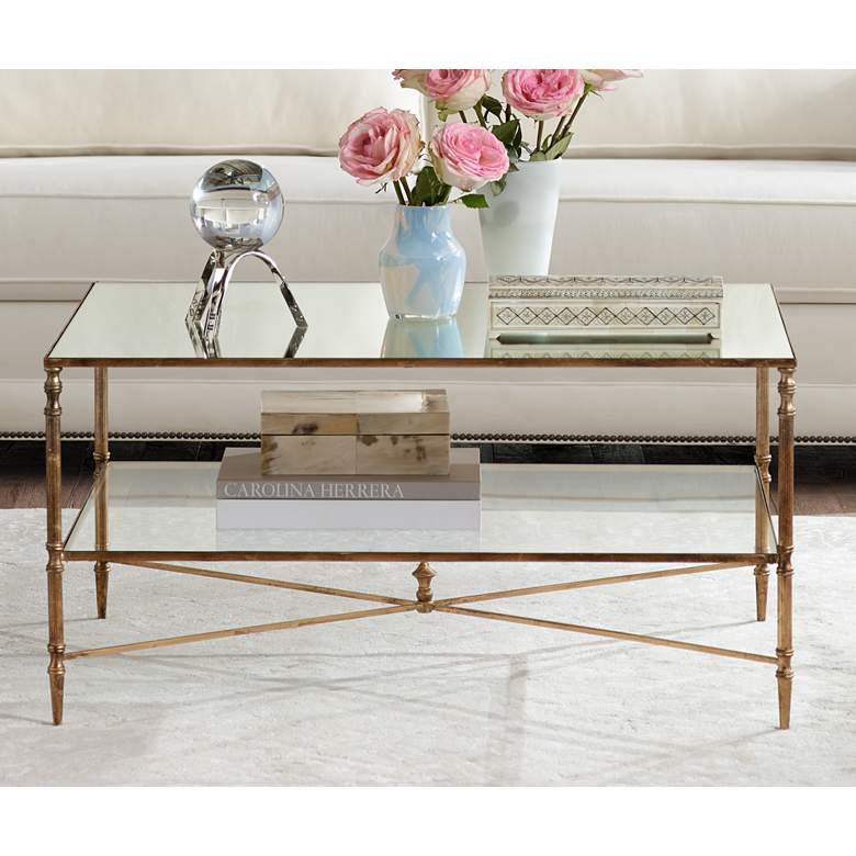 Image 1 Uttermost Henzler Glass and Gold Leaf Coffee Table