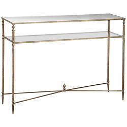 Uttermost Henzler Glass and Gold Leaf Console Table