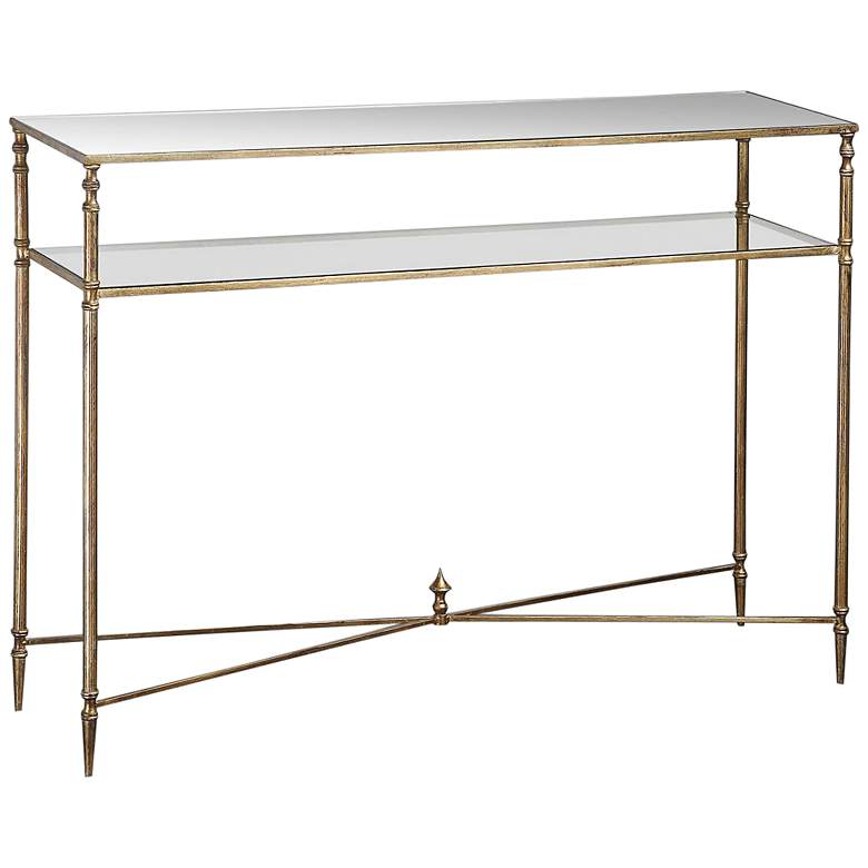 Image 3 Uttermost Henzler Glass and Gold Leaf Console Table