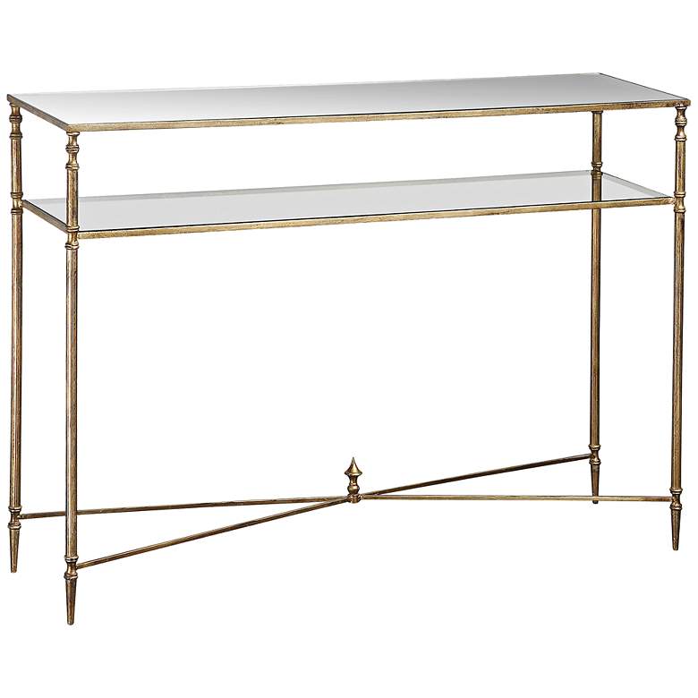 Image 2 Uttermost Henzler Glass and Gold Leaf Console Table