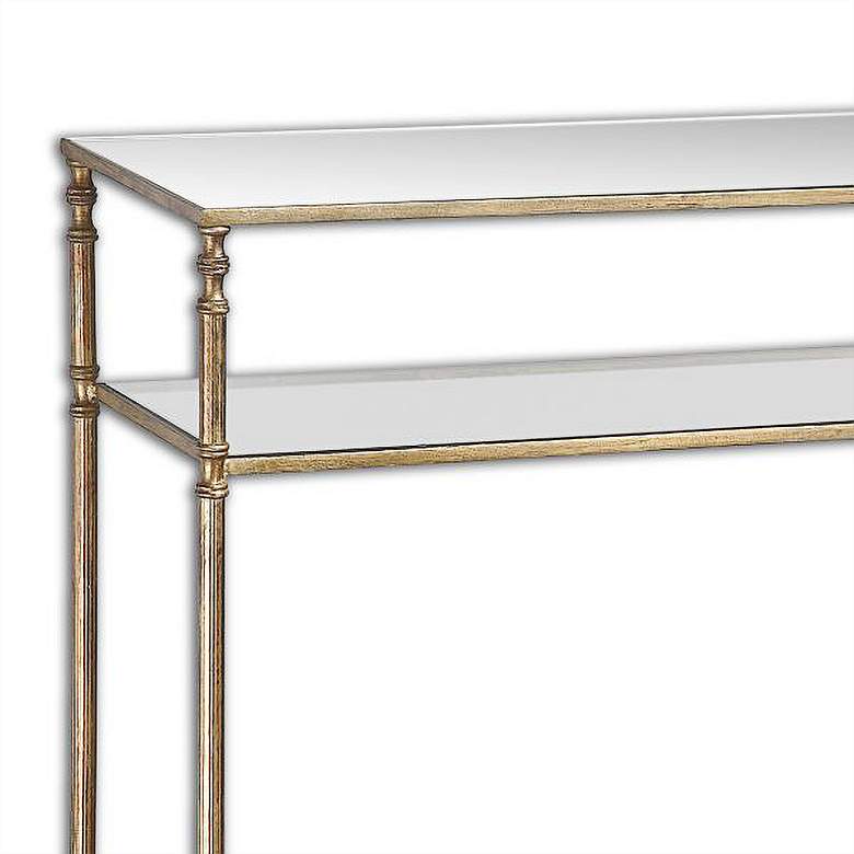 Image 4 Uttermost Henzler Glass and Gold Leaf Console Table more views