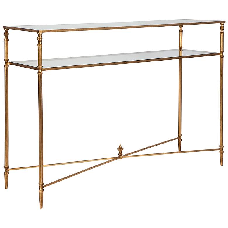 Image 5 Uttermost Henzler Glass and Gold Leaf Console Table more views