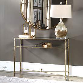 Image5 of Uttermost Henzler Glass and Gold Leaf Console Table more views