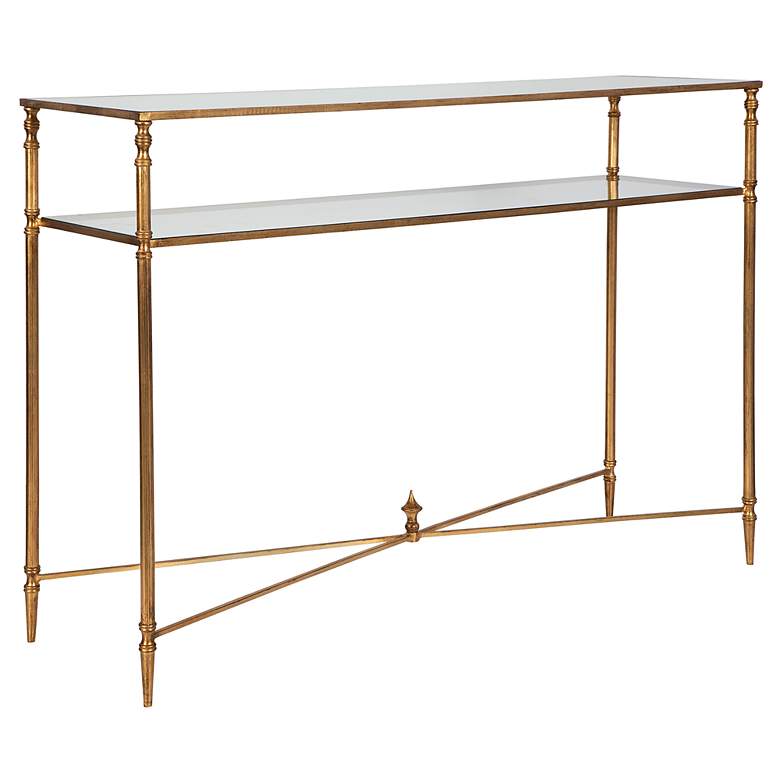 Image 7 Uttermost Henzler Glass and Gold Leaf Console Table more views