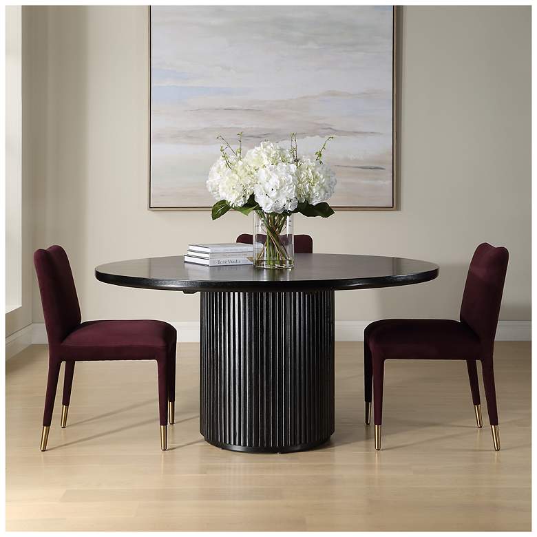 Image 2 Uttermost Hersch 60" Wide Rich Black Oak Wood Dining Table more views