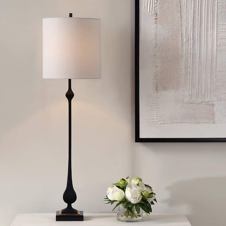 Image 1 Uttermost Hightower 38" High Satin Black Buffet Table Lamp