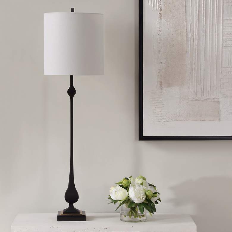 Image 3 Uttermost Hightower 38" High Satin Black Buffet Table Lamp more views