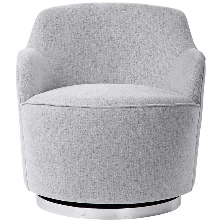 Image 2 Uttermost Hobart Pale Gray Woven Linen Blend Swivel Chair