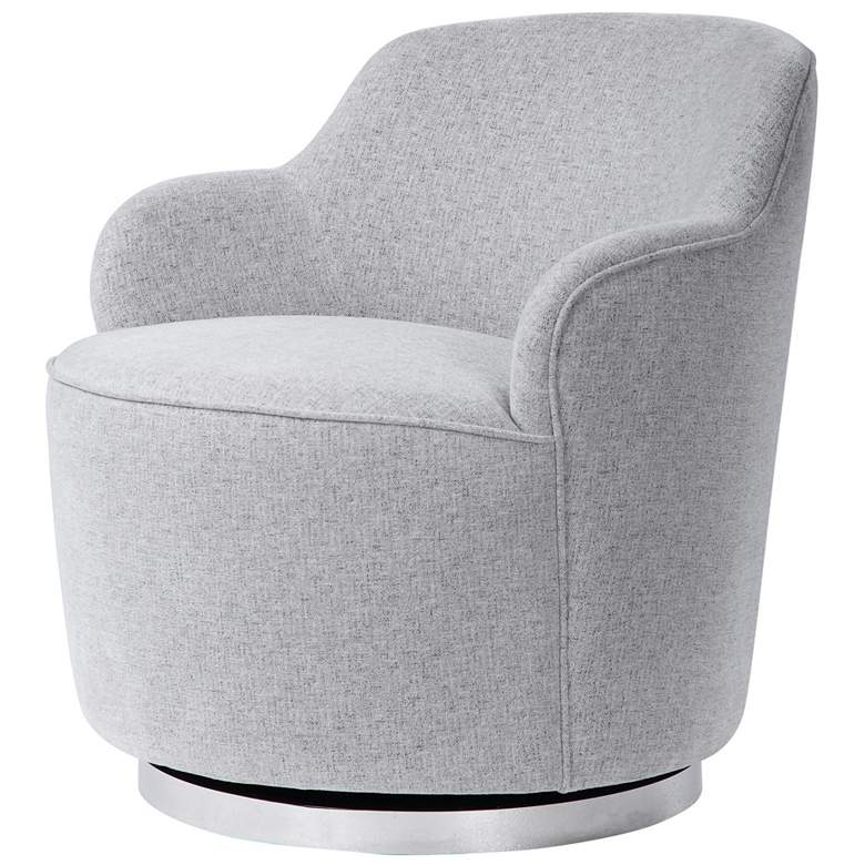Image 3 Uttermost Hobart Pale Gray Woven Linen Blend Swivel Chair more views