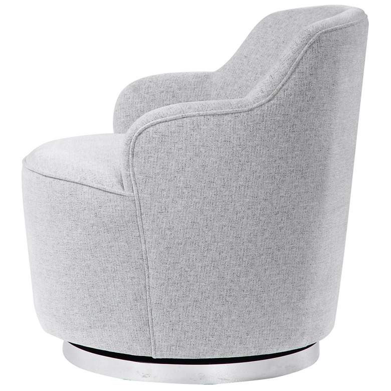 Image 4 Uttermost Hobart Pale Gray Woven Linen Blend Swivel Chair more views