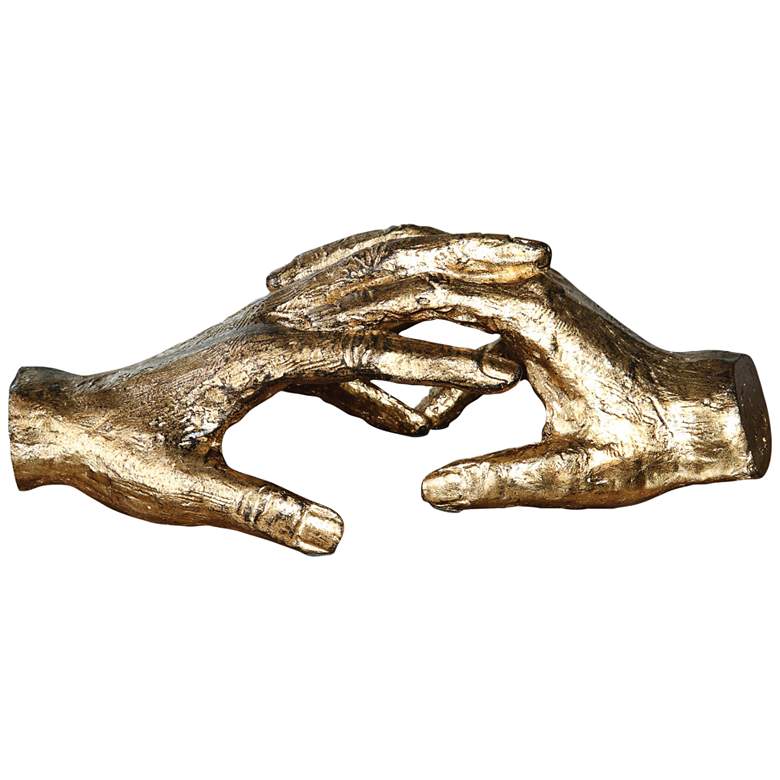 Image 2 Uttermost Hold My Hand 9" Wide Antique Gold Leaf Figurine