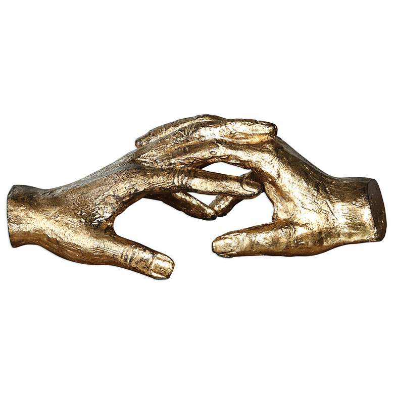 Image 2 Uttermost Hold My Hand 9" Wide Antique Gold Leaf Figurine