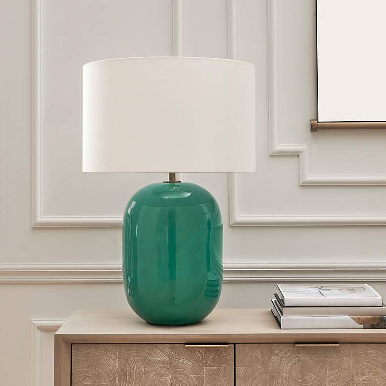 Uttermost Hollis 28 1/4" Teal Ceramic Table Lamp - #5334W | Lamps Plus