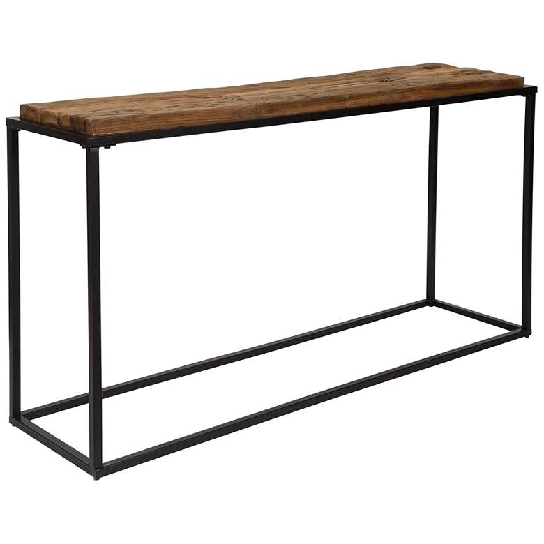 Image 3 Uttermost Holston 54" Wide Black Iron and Reclaimed Wood Console Table