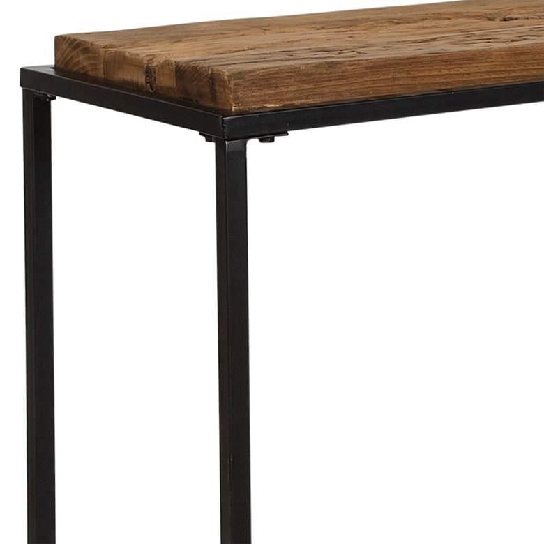 Image 4 Uttermost Holston 54" Wide Black Iron and Reclaimed Wood Console Table more views