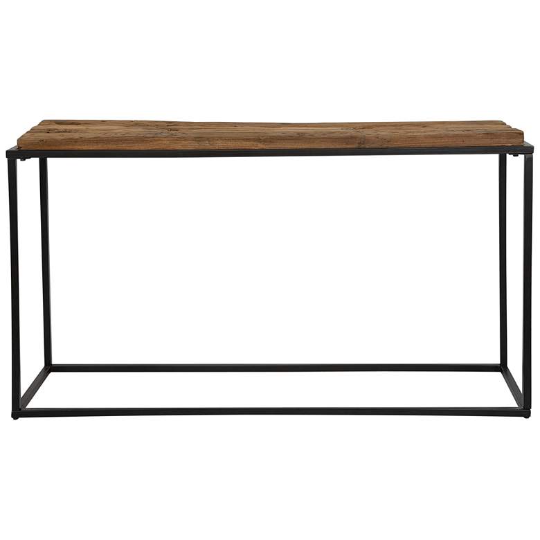Image 7 Uttermost Holston 54" Wide Black Iron and Reclaimed Wood Console Table more views